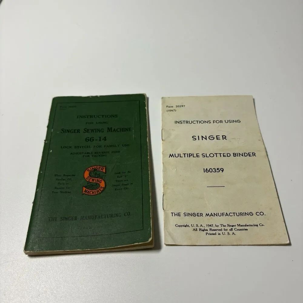 Vintage Instructions For Singer Electric Sewing Machine 66-14 Manual Original